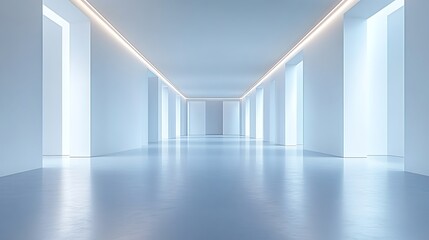 Fototapeta premium Modern minimalist hallway gallery interior design bright perspective