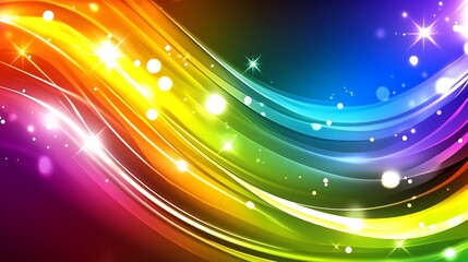 Fototapeta premium Abstract Rainbow Swirls with Sparkling Lights