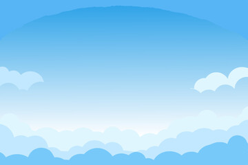 Serene Blue Sky, Fluffy White Clouds, Peaceful Atmosphere, Heavenly View, Cartoon vector