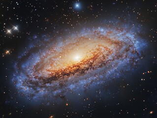 Fototapeta premium Spiral galaxy with bright center and stars