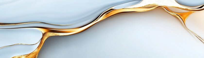 Elegant Abstract Flow with Soft Blue and Gold Curves and Textures