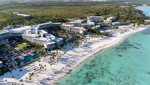 Aerial views of Juanillo Beach in Cap Cana, Dominican Republic