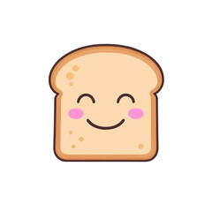 Fototapeta premium simple minimalist toast with cute cartoon face vector illustration isolated transparent background 