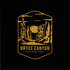 Line art Bryce Canyon National Park patch logo illustration