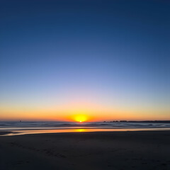 Sunset scenery of matama beach in oita