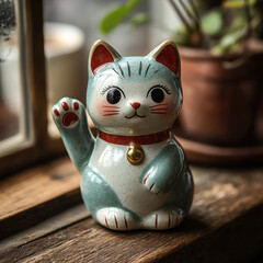 Celebrating chinese new year with a lucky cat figurine festive home decor traditional vibes cozy environment
