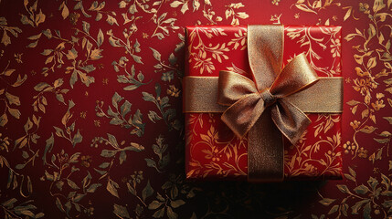 Celebrating chinese new year with a beautiful red gift box festive atmosphere close-up view symbol of prosperity