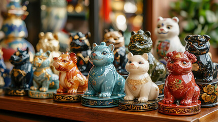 Celebrating chinese new year with zodiac animal figurines cultural display indoor setting festive atmosphere