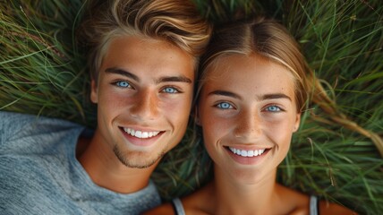 Fototapeta premium Lovely couple bonding. Romantic male and female looking each other into eyes