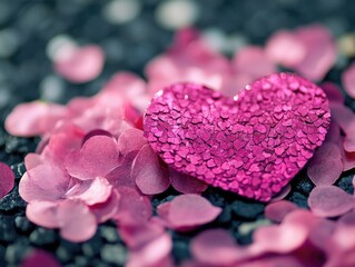 Obraz premium Pink Heart with Petals