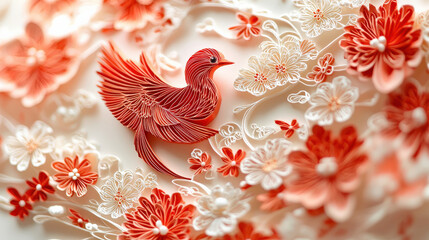 Celebrating chinese new year with traditional paper cuttings cultural heritage festival atmosphere detailed artistry