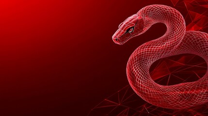 Fototapeta premium Chinese New Year 2025 Abstract background with a linear geometric red snake illustration Combines traditional and modern styles for the Lunar New Year