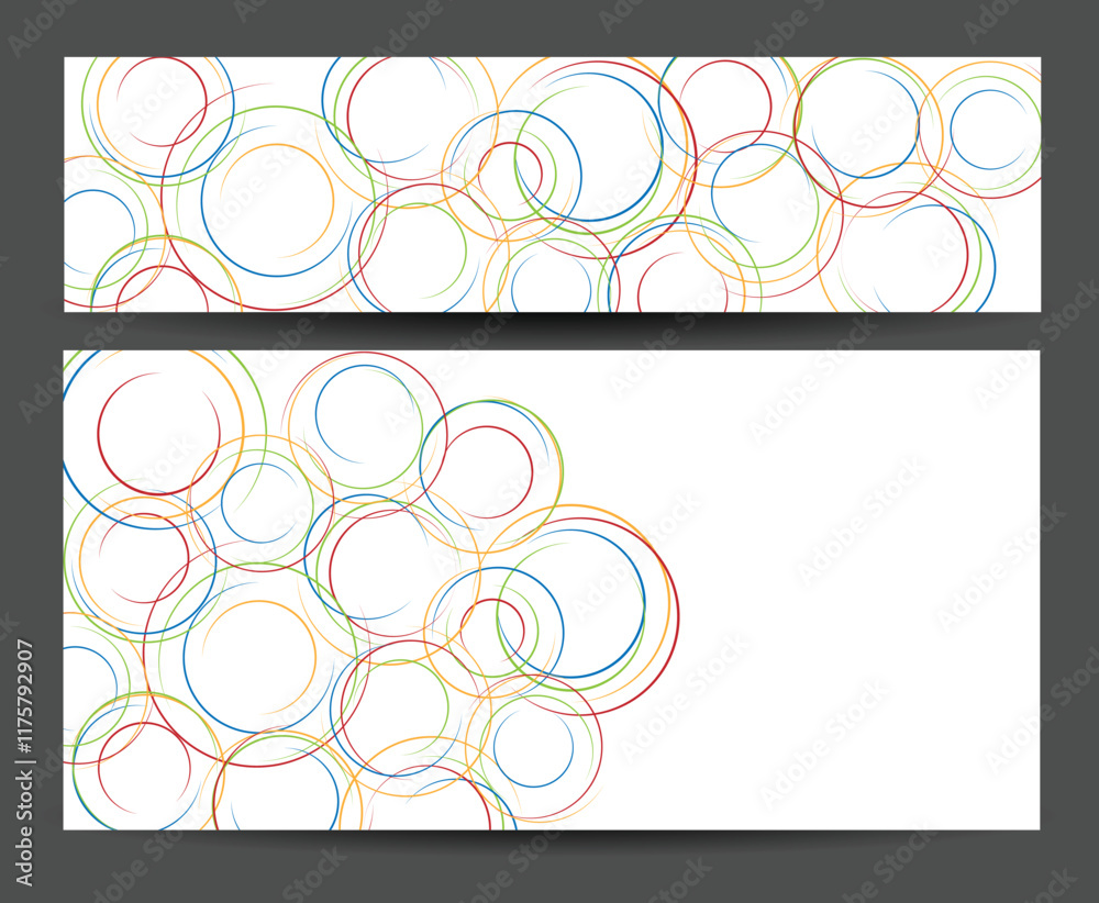 Poster Abstract Circular Colorful Shapes Banners. Backgrounds and textures for graphic design vector art