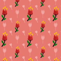 Vector seamless background. Background with repeating pattern. Floral pattern, flowers, leaves, repeating. Background pattern, fabric, wrapping, fashion, card.
