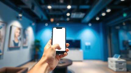 Mockup blank white screen cell phone and laptop for web template or mobile app design. White empty space for advertisement, web template or mobile app design. Generative AI