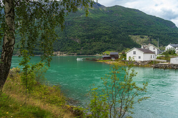 Skjolden Village at the end of Lustrafjorden in Norway