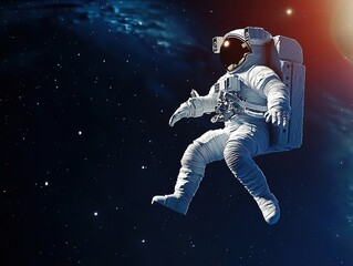 Fototapeta premium Astronaut Floating in Outer Space