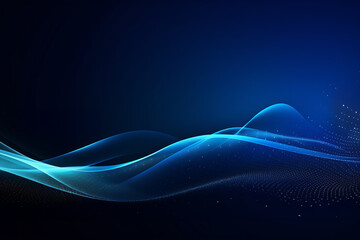 Blue Abstract Wave Design with Dynamic Lines and Light,Generated By Ai