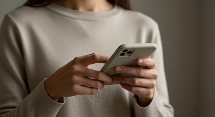Woman Holding Smartphone Using Mobile Phone Close Up