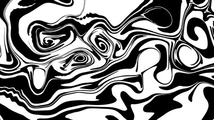 Vector black and white abstract liquid background with swirls