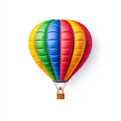 Obraz premium Colorful hot air balloon with vibrant stripes against white background