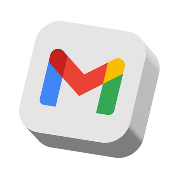 3d gmail logo or icon . google gmail app background banner , 3d rendering social media logo icon in 3d modern square frame. popular social network app icons