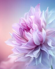 Obraz premium Delicate Pastel Dahlia Flower Bloom Soft Pink and Lavender Petals Floral Macro Photography