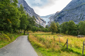 Briksdal Glacier in Jostedal Glacier Park near Olden in Norway