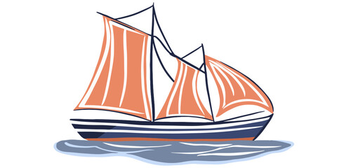 Vector illustration of ships modern and old 