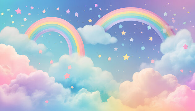 Fototapeta Unicorn Background, Pastel Rainbow Dreamland
