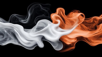 Obraz premium Abstract Swirling Smoke White Gray and Orange Hues on Black Background