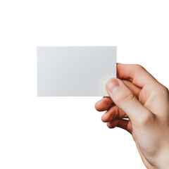 Obraz premium An empty card held in hand against a neutral background highlighting the postcard mockup template, Blank paper card in hand. Holding postcard mockup isolated