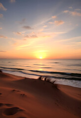 Obraz premium Golden Sunrise - Beach Landscape , with white tones