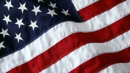Obraz premium Close-up of the American flag, showcasing its stars and stripes in red, white, and blue.