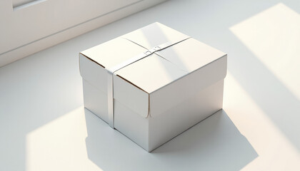 Fototapeta premium Blank White Gift Box Mockup