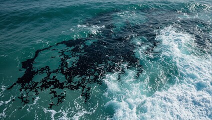 Obraz premium Dramatic oil spill in turquoise ocean