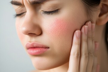 Close-up young woman brushing her hair and have many hair loss on the comb Generative AI