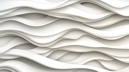 Fototapeta premium Serene White Waves: Abstract 3D Render of Smooth, Layered Curves 