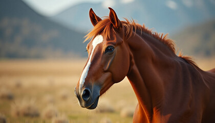 Fototapeta premium Pet Day. Majestic horse gazing into the distance, symbol of freedom