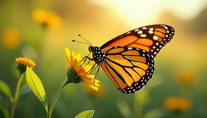 Fototapeta premium Monarch Butterfly on a Yellow Flower