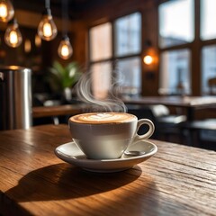 Obraz premium A_steaming_cup_of_cappuccino_with_latte_art