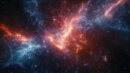 Naklejka premium Stunning Cosmic Nebula with Vibrant Colors and Stars in Deep Space, Capturing the Beauty of the Universe in an Awe-Inspiring Celestial Scene