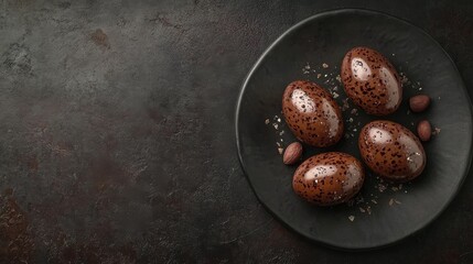 Obraz premium easter eggs beautiful and tasty delicacy treat for the festive table snack healthy meal top view copy space for text food background rustic image