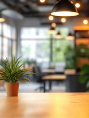 Blur background of modern office interior design. Workspace background for corporate office. Coworking. space modern style. Blurred office. Presentation background