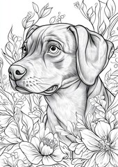 Floral Dog Coloring Pages