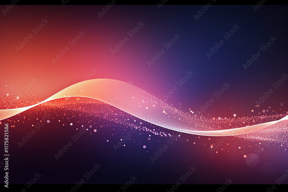 Poster abstract red background with waves, a vibrant vector illustration of glowing stars and lines in spac