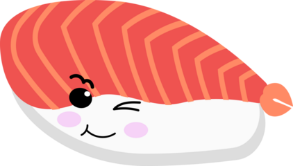 Cute Kawaii Sushi Roll Illustration