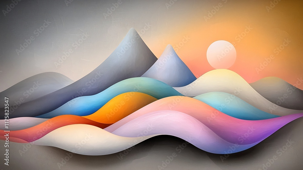 Poster captivating abstract showcasing a dynamic shimmering composition of flowing iridescent shapes with v