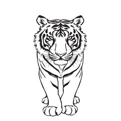 Fototapeta premium A black and white coloring page depicting a Tiger pattern with bold lines and a clean line art style against a white background, Vector illustration.