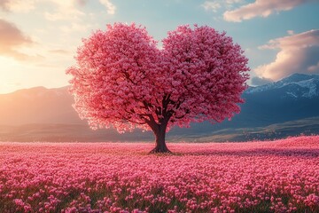 Pink tree in shape of heart